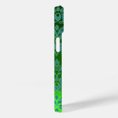 BLAUWGROEN BLUE GREEN DAMASK GEMSTONE MONOGRAM Flo Case-Mate iPhone Case (Achterkant / Rechts)