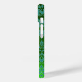 BLAUWGROEN BLUE GREEN DAMASK GEMSTONE MONOGRAM Flo Case-Mate iPhone Case (Achterkant / Links)