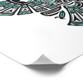 Blauwgroen Blue Haida Two Headed Spirit Bird op Wh Poster (Hoek)