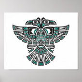 Blauwgroen Blue Haida Two Headed Spirit Bird op Wh Poster (Voorkant)