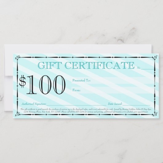 Blauwgroen Blue Hair & Beauty-cadeaubon (Achterkant)