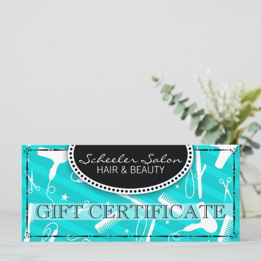 Blauwgroen Blue Hair & Beauty-cadeaubon (Staand voorkant)