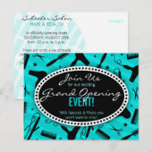 Blauwgroen Blue Hair Salon Grand Opening Briefkaart (Voorkant / Achterkant)
