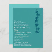 Blauwgroen Blue Hearts bruiloft uitnodiging (Voorkant / Achterkant)