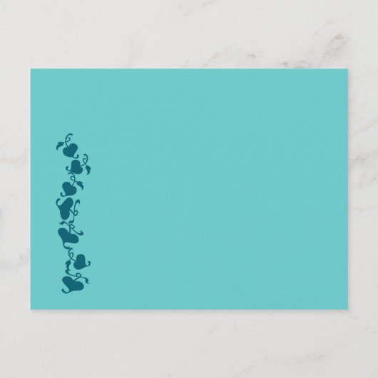 Blauwgroen Blue Hearts bruiloft uitnodiging (Achterkant)