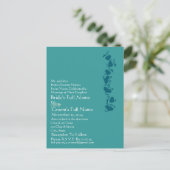 Blauwgroen Blue Hearts bruiloft uitnodiging Briefkaart (Staand voorkant)