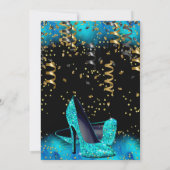 Blauwgroen Blue Hiel Feather glitter Birthday part Kaart (Achterkant)