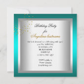 Blauwgroen Blue High Hiel Shoes Gold Birthday Part Kaart (Achterkant)