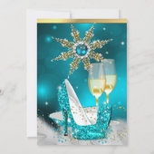 Blauwgroen Blue High Hiel Shoes Silver Gold Champa Kaart (Achterkant)