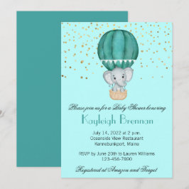 Blauwgroen Blue Hot Air ballon Baby Boy Elephant S Kaart