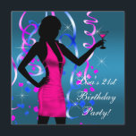 Blauwgroen Blue Hot Pink 21st Birthday Party Kaart<br><div class="desc">Prachtige en leuke,  roze confetti en martini 21e verjaardag feestdagen. Deze hotroze uitnodiging voor verjaardagsfeestjes wordt eenvoudig aangepast voor uw gebeurtenis door uw gebeurtenisdetails,  doopvontstijl,  doopvontgrootte & kleur,  en formulering toe te voegen.</div>