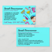 Blauwgroen Blue Janitorial Glove Schort Maid Visitekaartje (Voorkant / Achterkant)