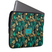 "Blauwgroen Blue Leopard" laptop Hoesje Laptop Sleeve (Voorkant Rechts)