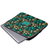 "Blauwgroen Blue Leopard" laptop Hoesje Laptop Sleeve (Voorkant onderkant)