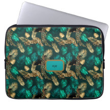"Blauwgroen Blue Leopard" laptop Hoesje