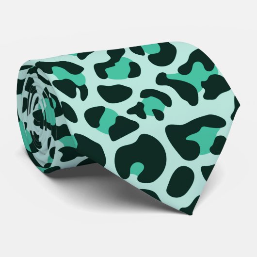 Blauwgroen Blue Leopard Print Punk Rock Stropdas (Opgerold)