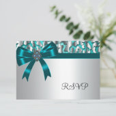 Blauwgroen Blue Leopard RSVP-kaarten RSVP Kaartje (Staand voorkant)