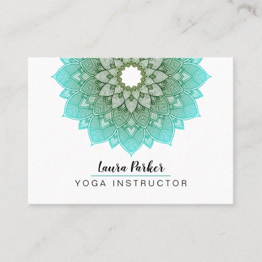 Blauwgroen Blue Mandala Lotus Meditation Holistic Visitekaartje (Voorkant)