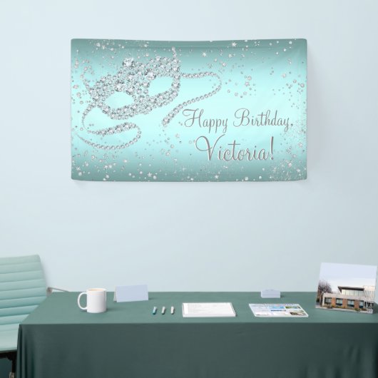 Blauwgroen Blue Masquerade Verjaardagsfeest Spandoek (Beurs)