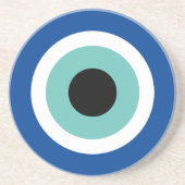 Blauwgroen Blue Mati Evil Eye geluk en bescherming Zandsteen Onderzetter (Voorkant)