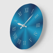 Blauwgroen Blue Metallic Clock en Pattern Roman Nu Grote Klok (Hoek)