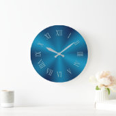 Blauwgroen Blue Metallic Clock en Pattern Roman Nu Grote Klok (Huis)