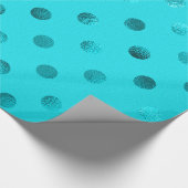 Blauwgroen Blue Metallic Faux Foil Polka Dot Aqua Cadeaupapier (Hoek)
