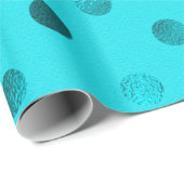 Blauwgroen Blue Metallic Faux Foil Polka Dot Aqua Cadeaupapier (Rol Hoek)