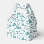 Blauwgroen Blue Mittens Patroon Kerst Bedankdoosjes (Achterkant)