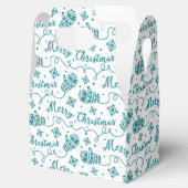 Blauwgroen Blue Mittens Patroon Kerst Bedankdoosjes (Geopend)