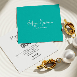 BLAUWGROEN BLUE Modern CHIC Minimal QR-code Vierkante Visitekaartje