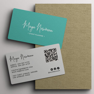 BLAUWGROEN BLUE Modern Elegant Minimal QR Code Cre Visitekaartje