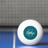 Blauwgroen Blue Monogram Script Naam Dames Pingpongbal (Net)