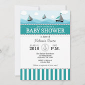 Blauwgroen Blue Nautical Baby shower Invitation Kaart (Voorkant)