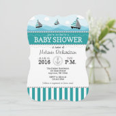 Blauwgroen Blue Nautical Baby shower Invitation Kaart (Staand voorkant)