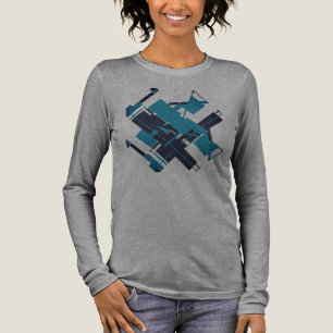 Blauwgroen Blue Navy Diagonaal Abstract Art Design Tri-Blend Shirt