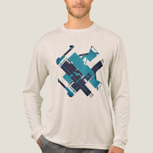 Blauwgroen Blue Navy Diagonaal Abstract Art Design Tri-Blend Shirt