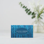 Blauwgroen Blue Ombre Glitter Glamoureus Marmer Mo Visitekaartje (Staand voorkant)