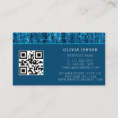 Blauwgroen Blue Ombre Glitter Glamoureus Marmer Mo Visitekaartje (Achterkant)