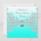 Blauwgroen Blue Ombre Sweet 16 Party Kaart (Voorkant)