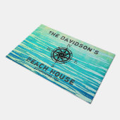 Blauwgroen Blue Ombre Zee Monogrammed Deurmat (Schuin)