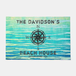 Blauwgroen Blue Ombre Zee Monogrammed Deurmat