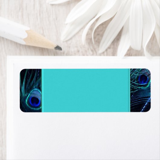 Blauwgroen Blue Peacock Adresetiketten Etiket (Insitu)