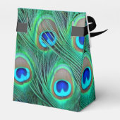 Blauwgroen Blue Peacock bruiloft Bedankdoosjes (Achterkant)