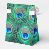 Blauwgroen Blue Peacock bruiloft Bedankdoosjes (Achterkant)