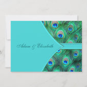 Blauwgroen Blue Peacock bruiloft uitnodiging (Voorkant)
