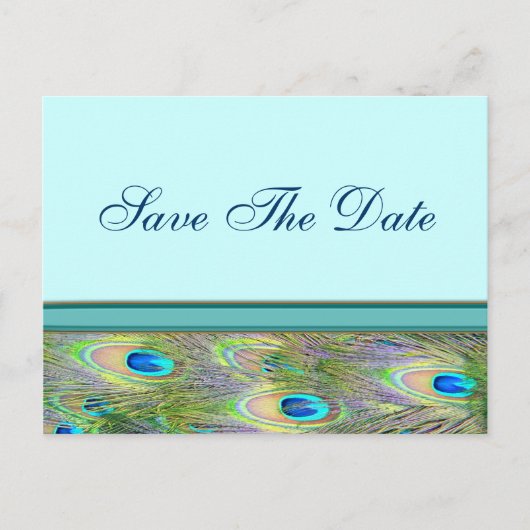 Blauwgroen Blue Peacock huwelijksuitnodigingen Aankondigingskaart (Voorkant)