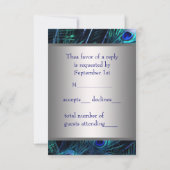 Blauwgroen Blue Peacock Masquerade Party RSVP (Achterkant)