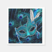 Blauwgroen Blue Peacock Masquerade Party Servetten (Voorkant)