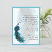 Blauwgroen Blue Peacock Plume New Years Eva Kaart (Staand voorkant)